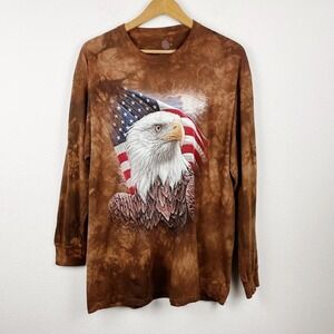 The Mountain Eagle American Flag Tie Dye Long Sleeve T Shirt XL